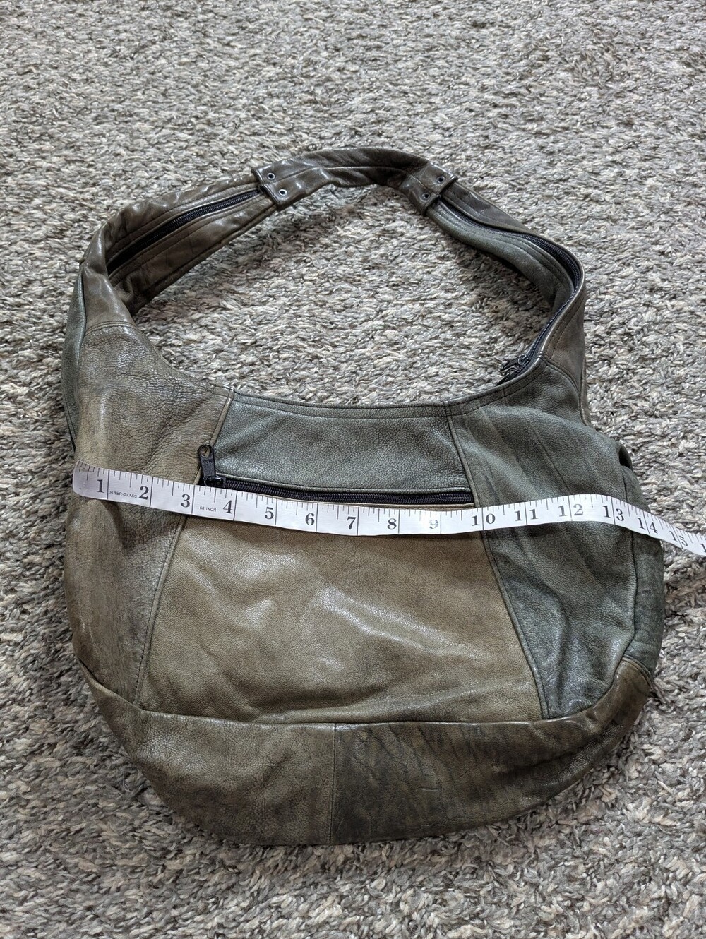 Vintage Green Patchwork Small Leather Shoulder Bag - Picture 8 of 10